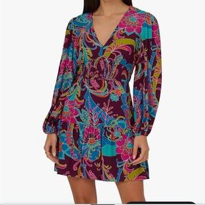 NWT Adrianna Papell Vibrant Floral Boho Flounce Dress – Size 8